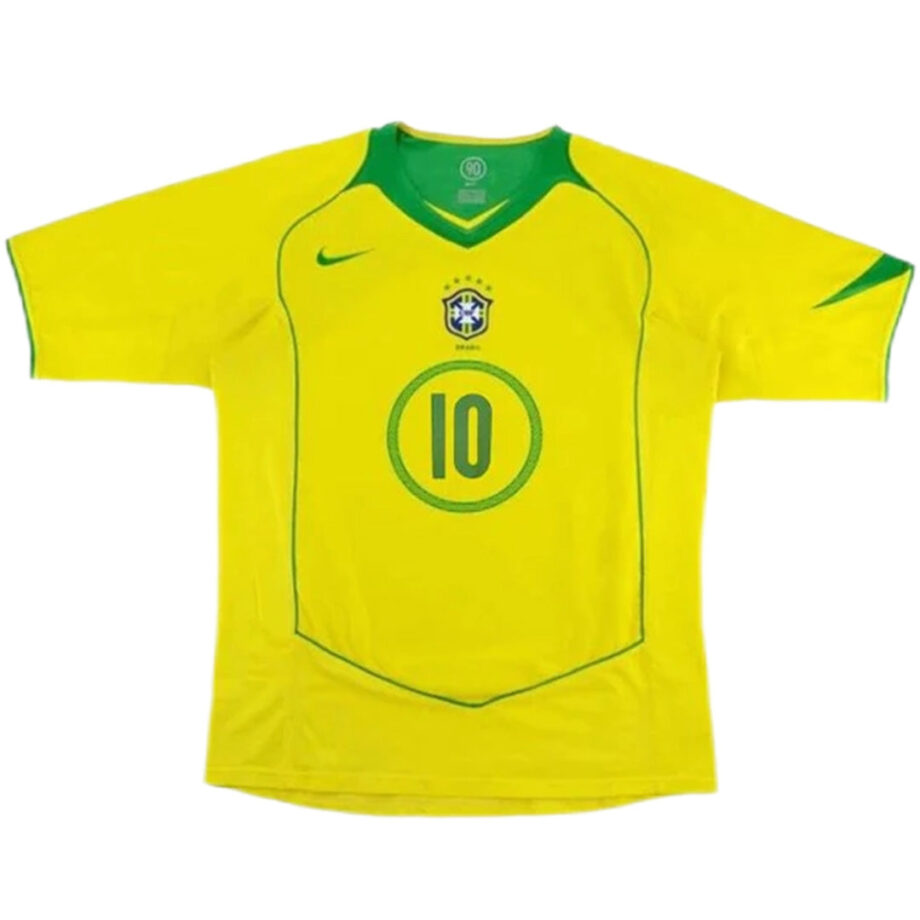 Brazil #10 Ronaldinho Retro Jersey Home 2004 - 90KITS